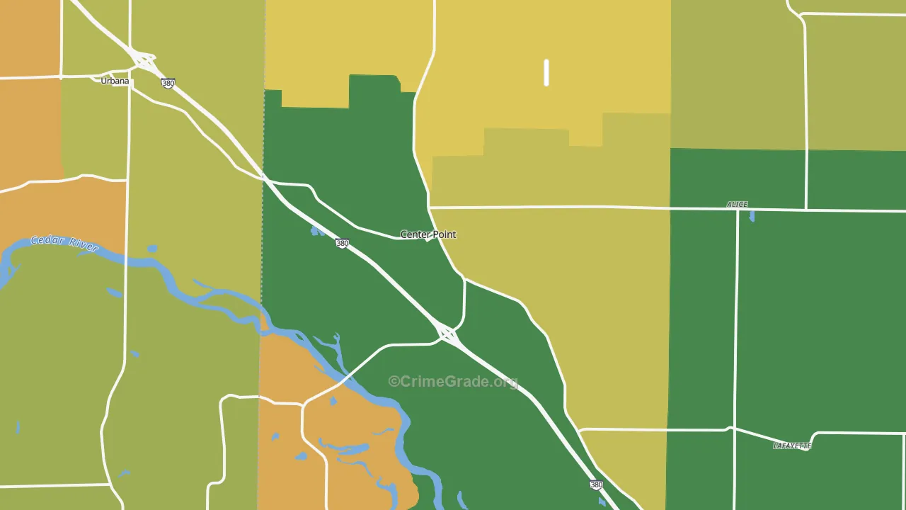 Center Point, IA Map of Arson Rates