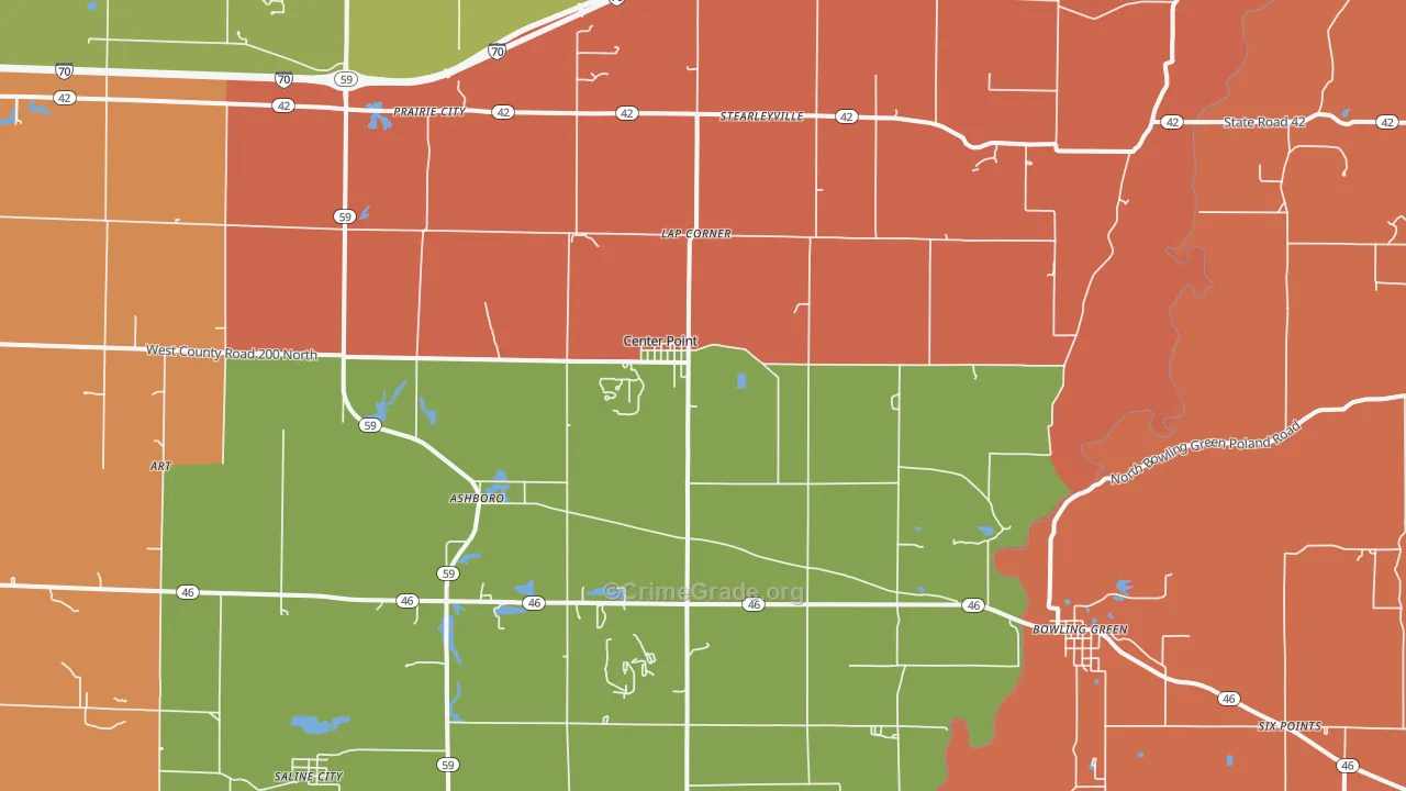 Center Point, IN Map of Arson Rates