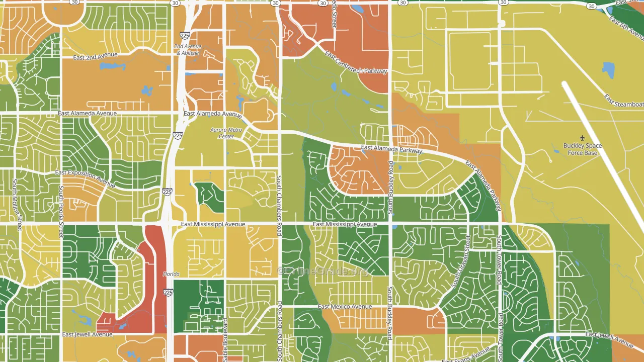 Center Pointe, Aurora, CO Map of Arson Rates