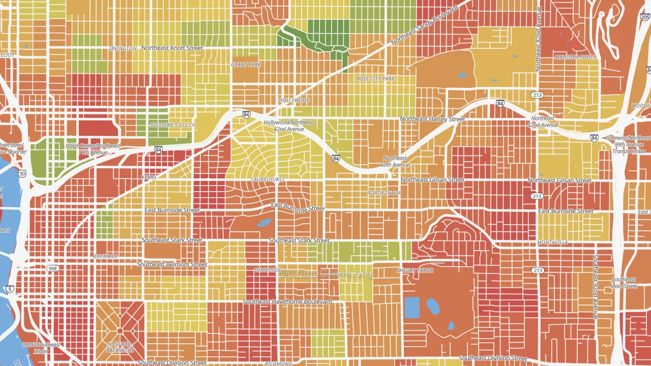 Center, Portland, OR Map of Arson Rates