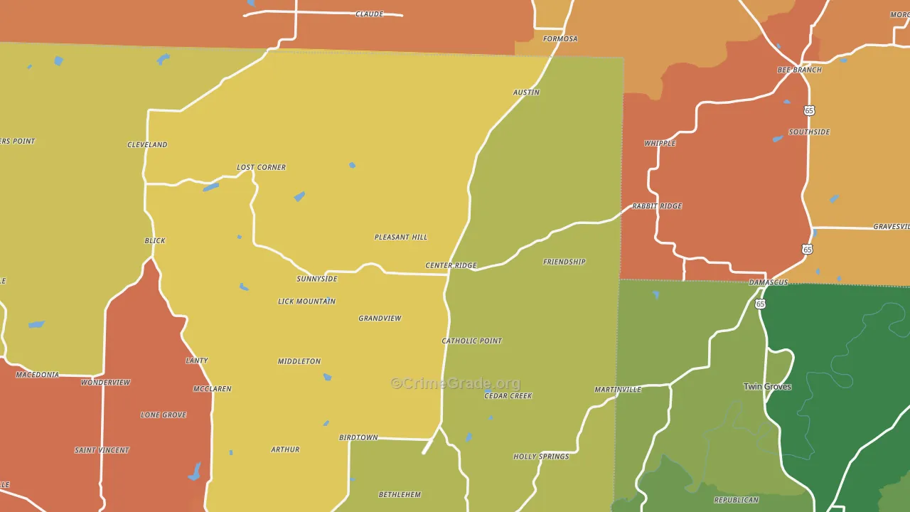 Center Ridge, AR Map of Arson Rates
