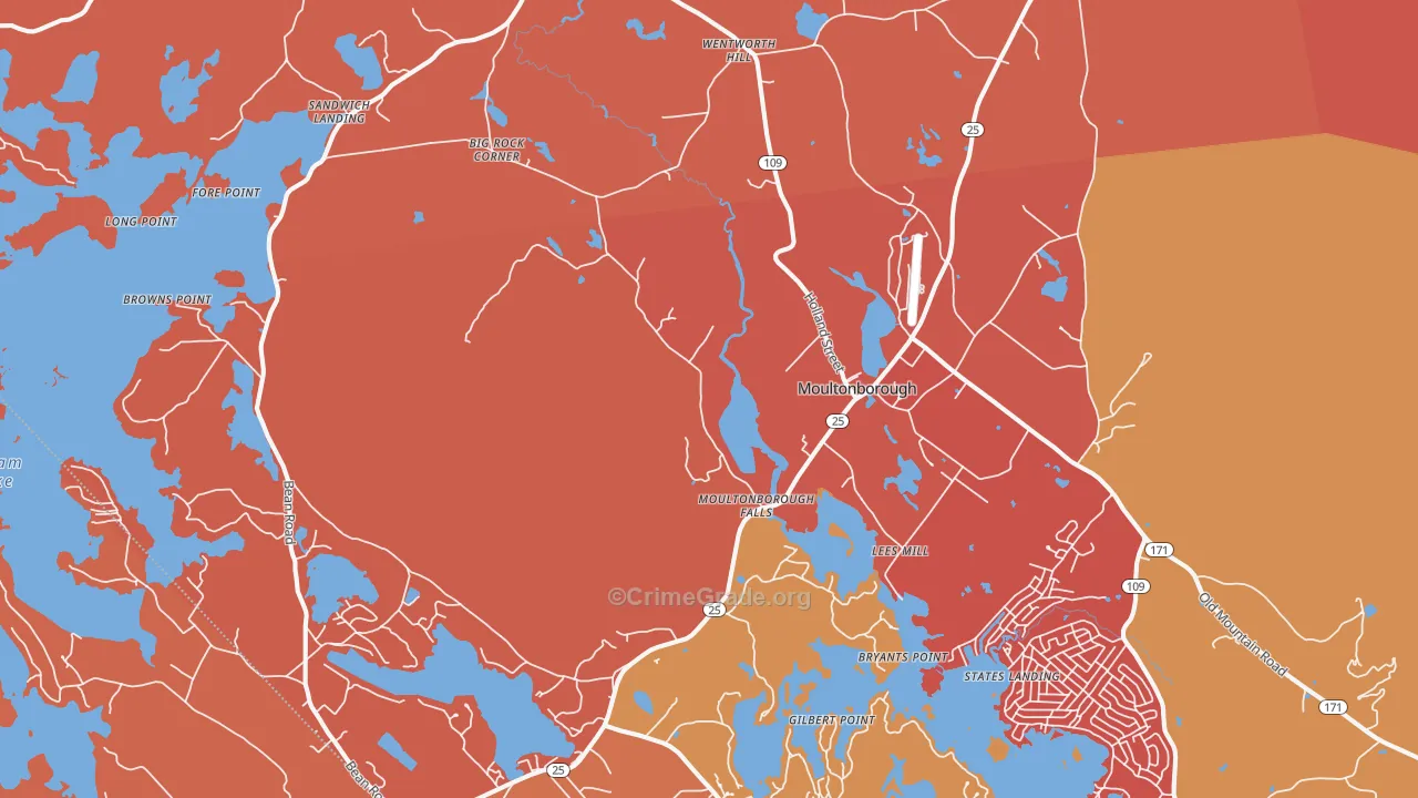 Center Sandwich, NH Map of Arson Rates