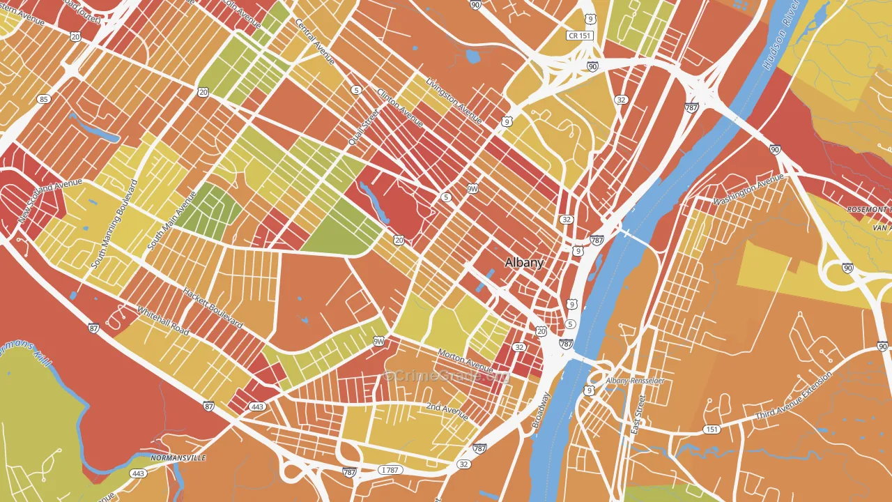Center Square, Albany, NY Map of Arson Rates