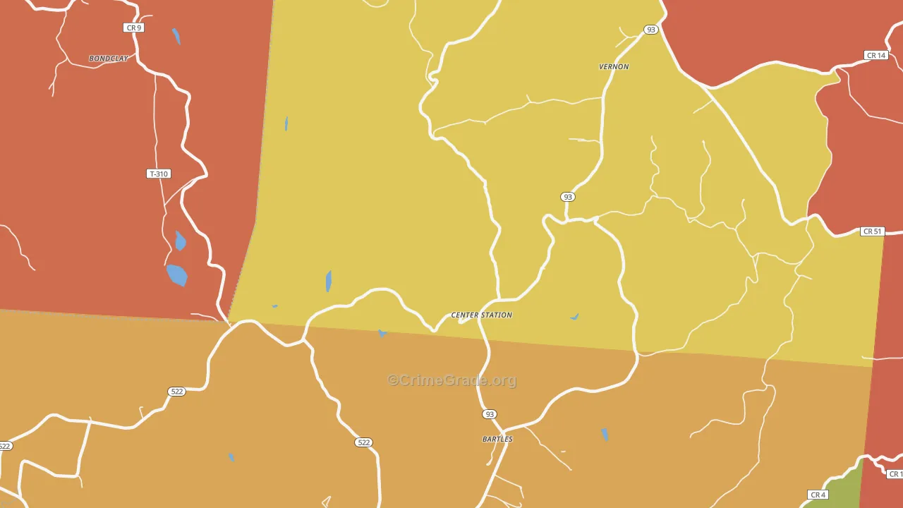 Center Station, OH Map of Arson Rates