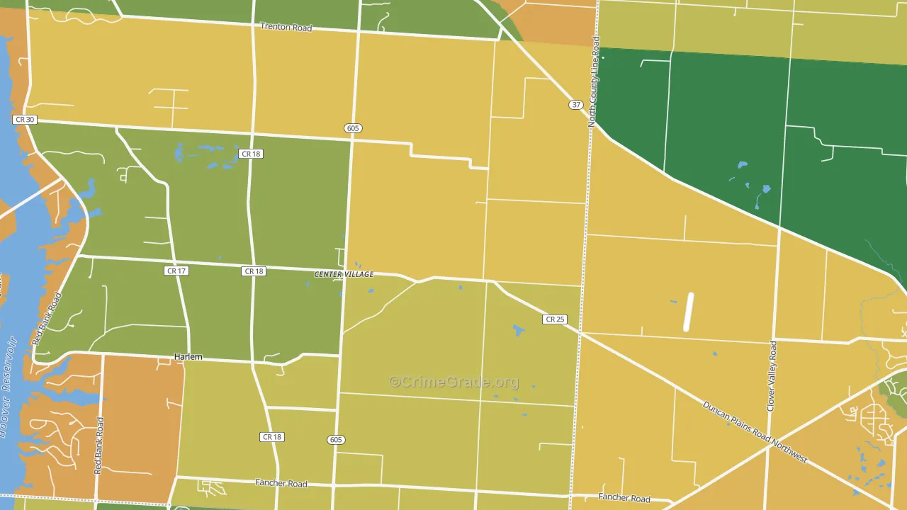 Center Village, OH Map of Arson Rates