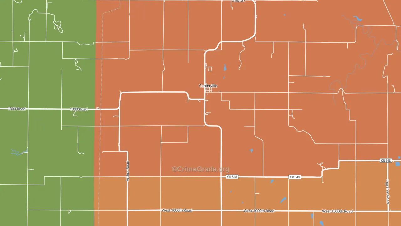 Centerville, KS Map of Arson Rates
