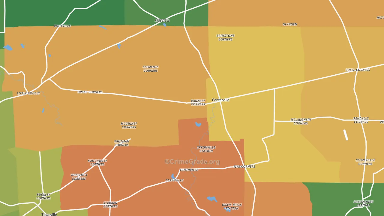 Centerville, PA Map of Arson Rates