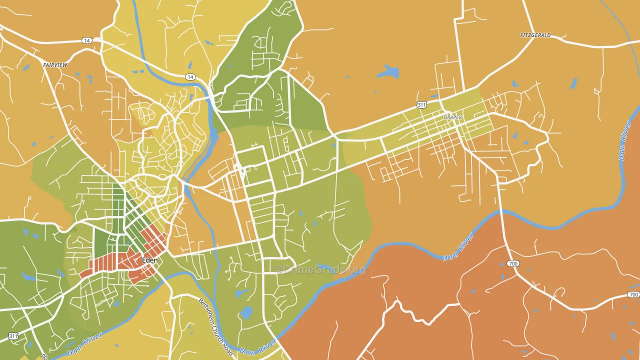Central Area, Eden, NC Map of Arson Rates