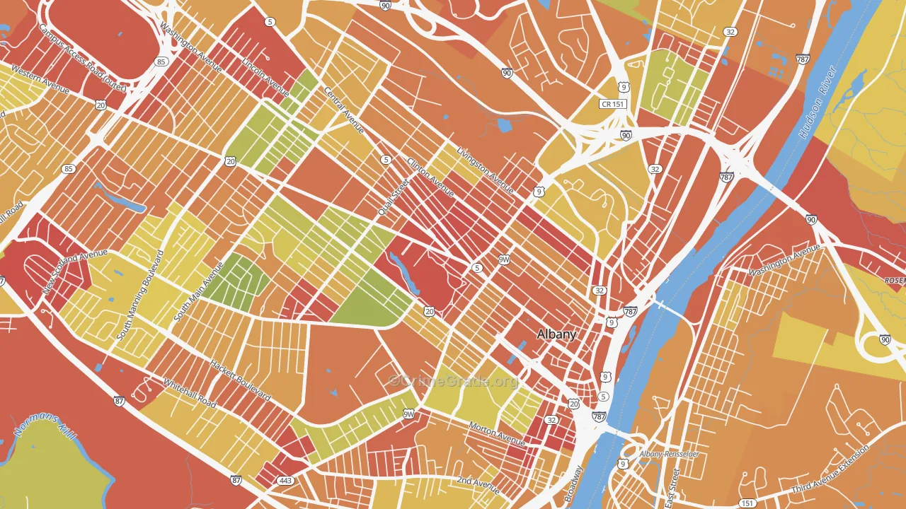 Central Ave, Albany, NY Map of Arson Rates