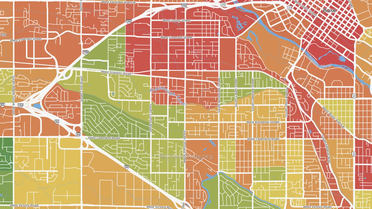 Central Bench, Boise, ID Map of Arson Rates