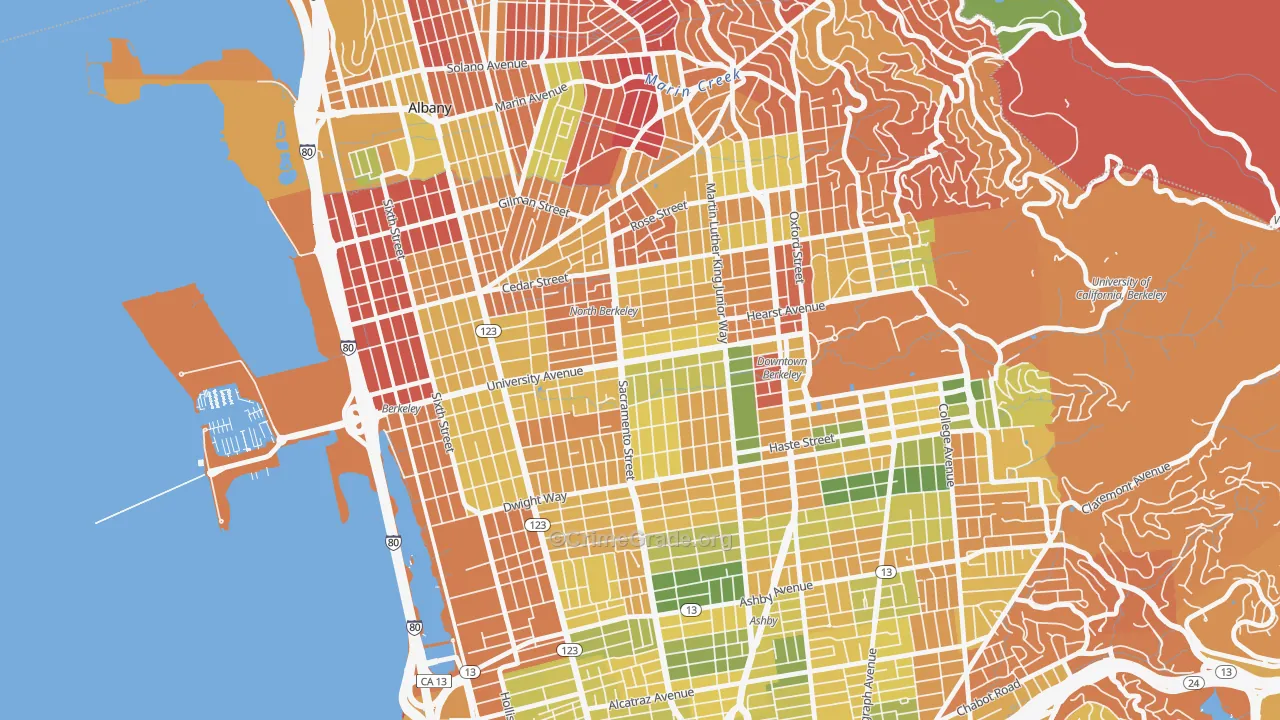 Central Berkeley, Berkeley, CA Map of Arson Rates