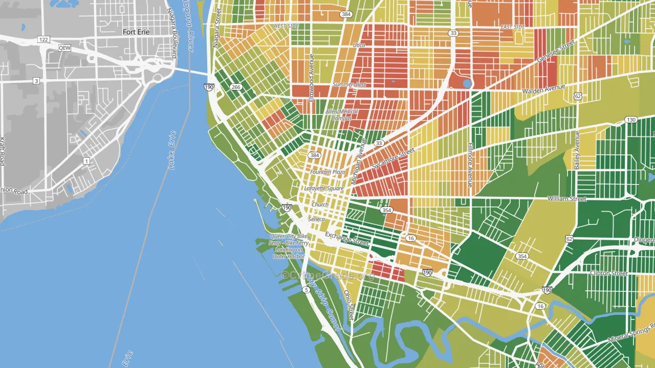 Central Business District-Buffalo, Buffalo, NY Map of Arson Rates