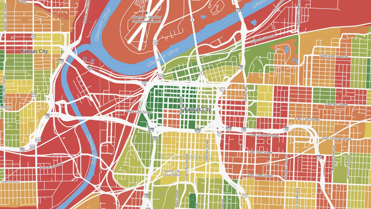 Central Business District, Kansas City, MO Map of Arson Rates