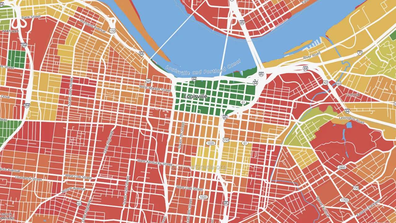 Central Business District, Louisville, KY Map of Arson Rates
