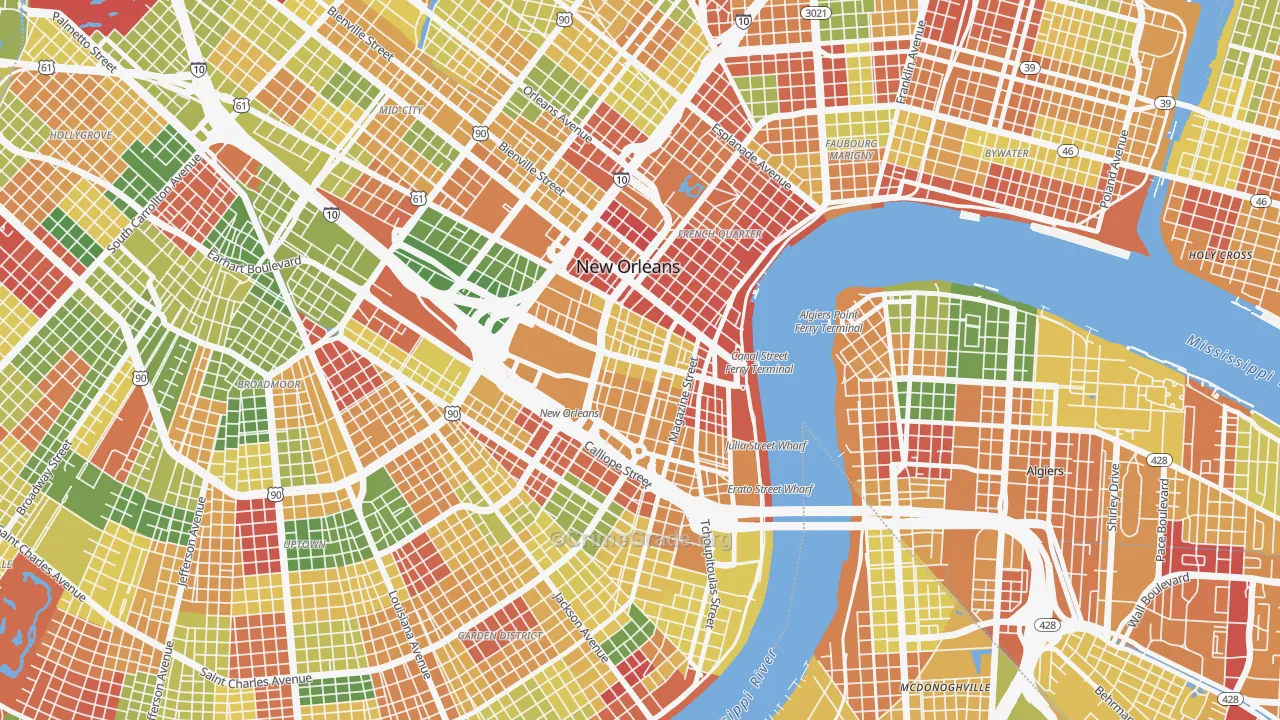 Central Business District, New Orleans, LA Map of Arson Rates