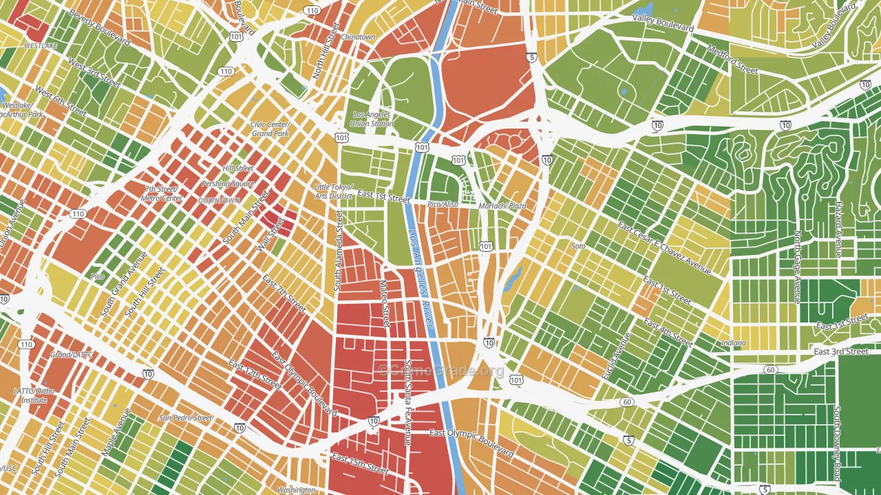 Central City East, Los Angeles, CA Map of Arson Rates