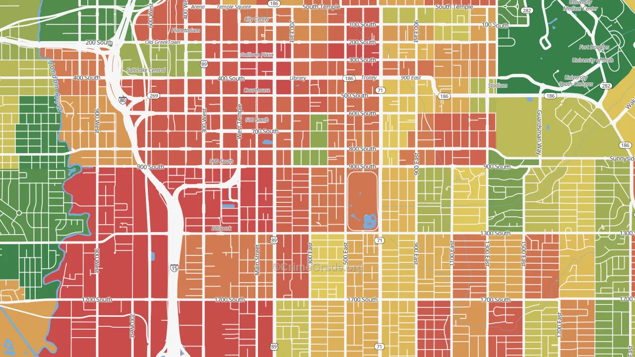 Central City Liberty Wells, Salt Lake City, UT Map of Arson Rates
