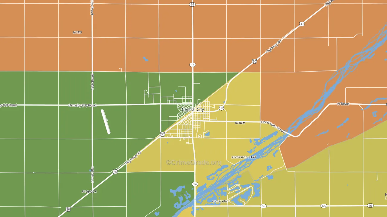 Central City, NE Map of Arson Rates