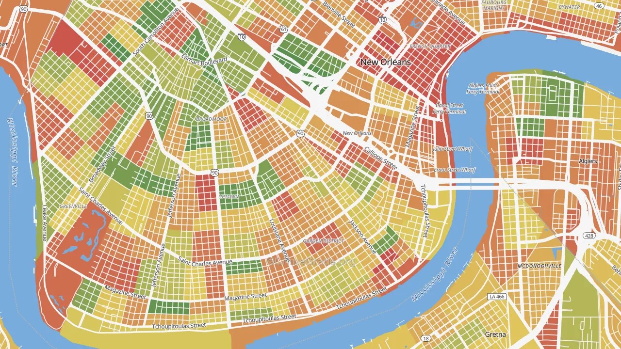 Central City, New Orleans, LA Map of Arson Rates