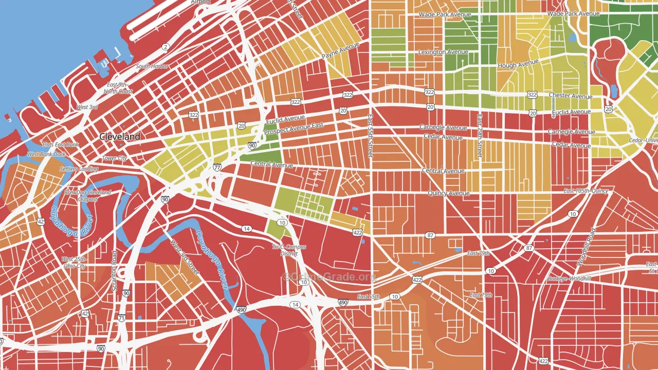 Central, Cleveland, OH Map of Arson Rates
