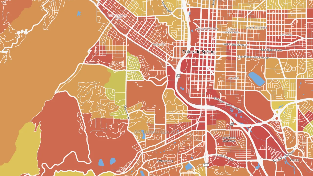 Central Colorado City, Colorado Springs, CO Map of Arson Rates