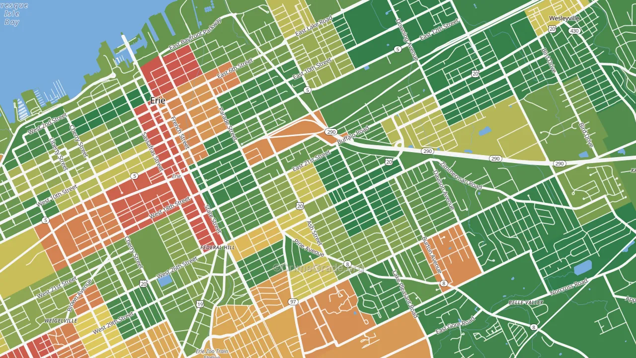 Central Eastside, Erie, PA Map of Arson Rates