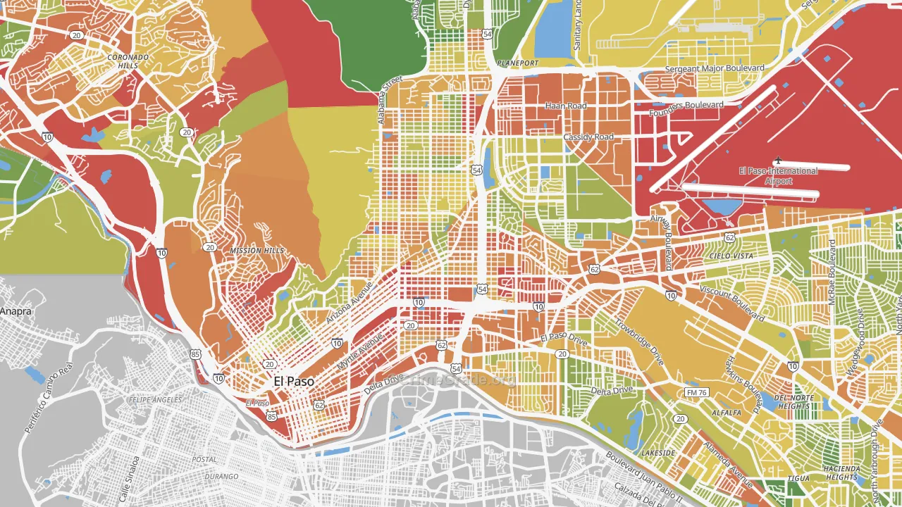Central, El Paso, TX Map of Arson Rates