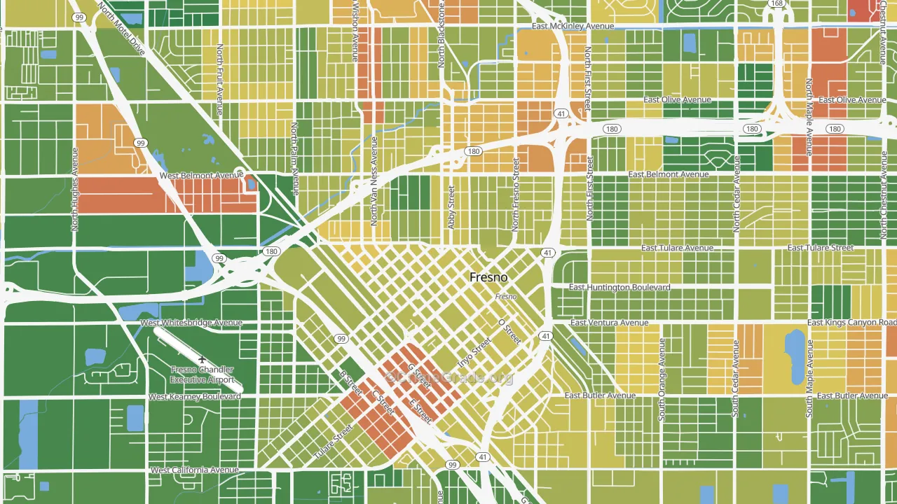 Central, Fresno, CA Map of Arson Rates