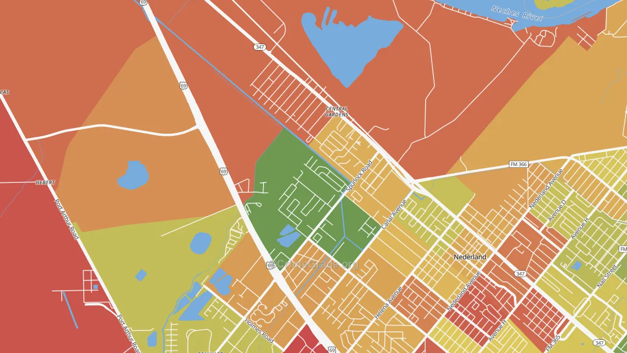 Central Gardens, TX Map of Arson Rates