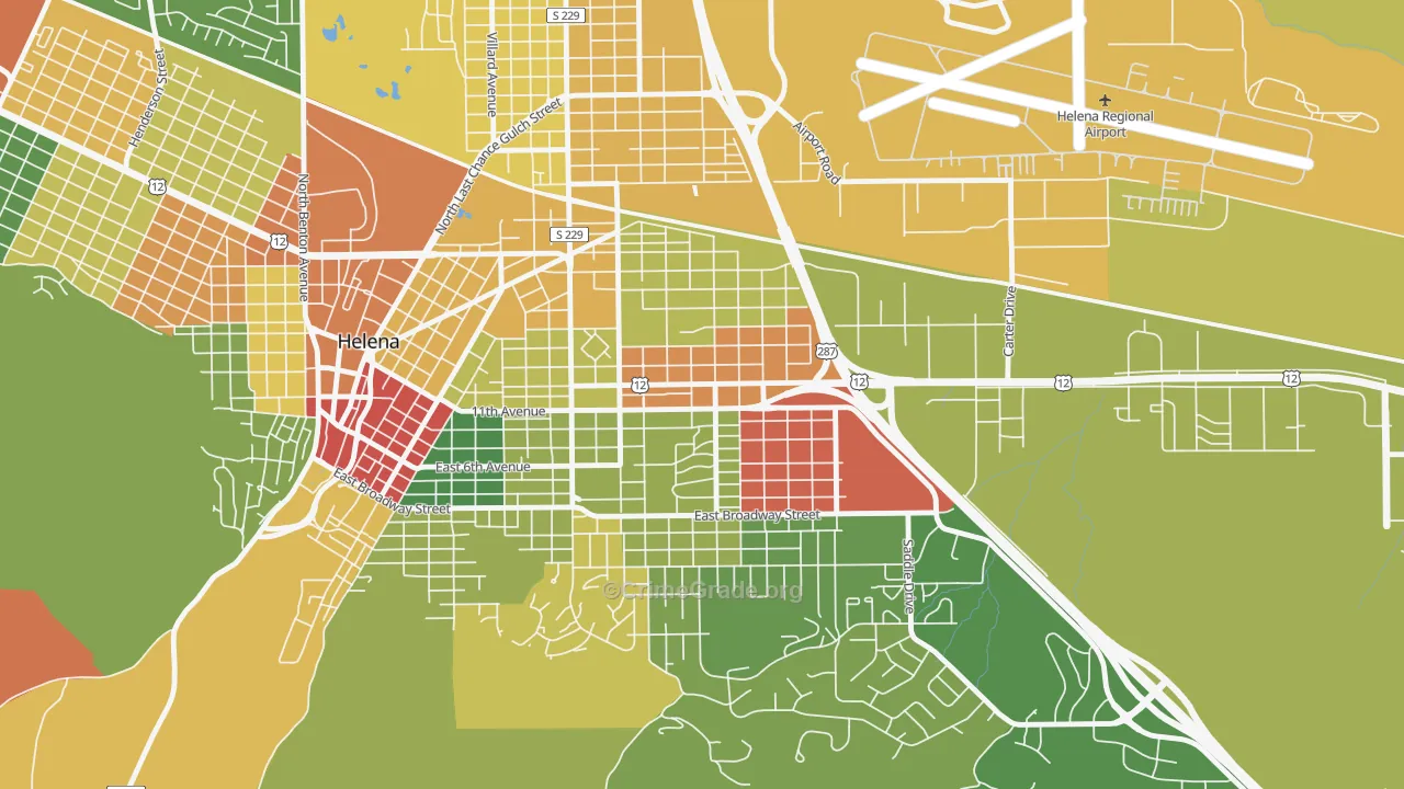 Central, Helena, MT Map of Arson Rates
