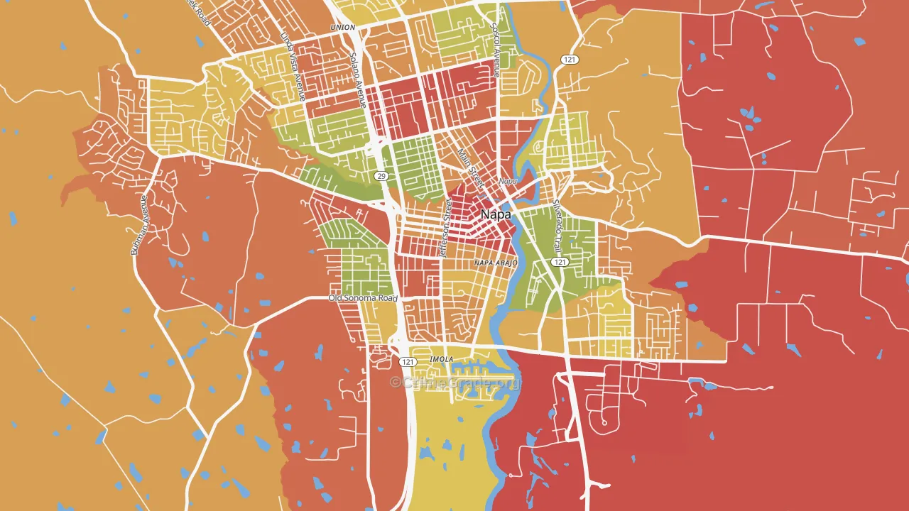 Central Napa, Napa, CA Map of Arson Rates