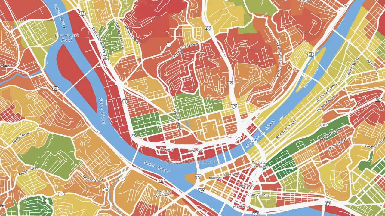 Central Northside, Pittsburgh, PA Map of Arson Rates