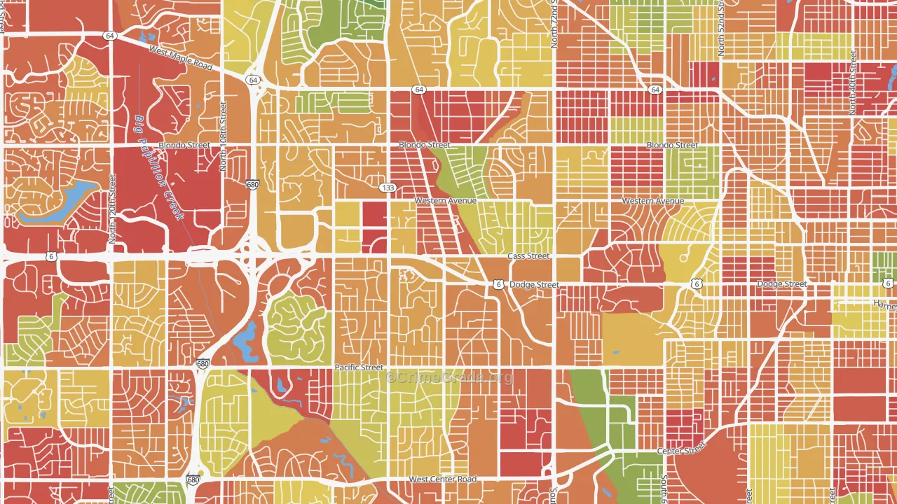 Central Omaha, Omaha, NE Map of Arson Rates