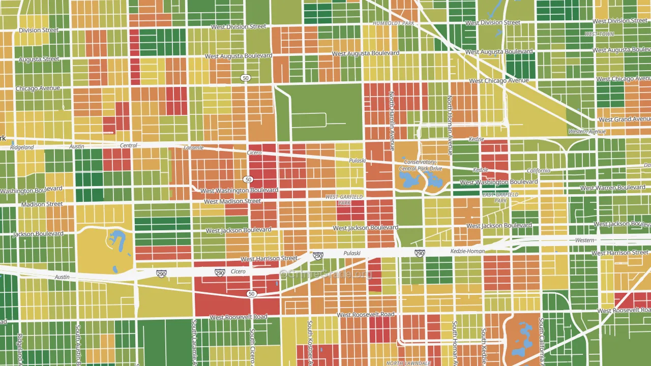 Central Park, Chicago, IL Map of Arson Rates