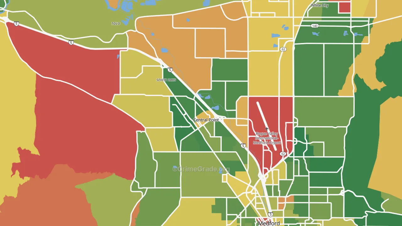 Central Point, OR Map of Arson Rates