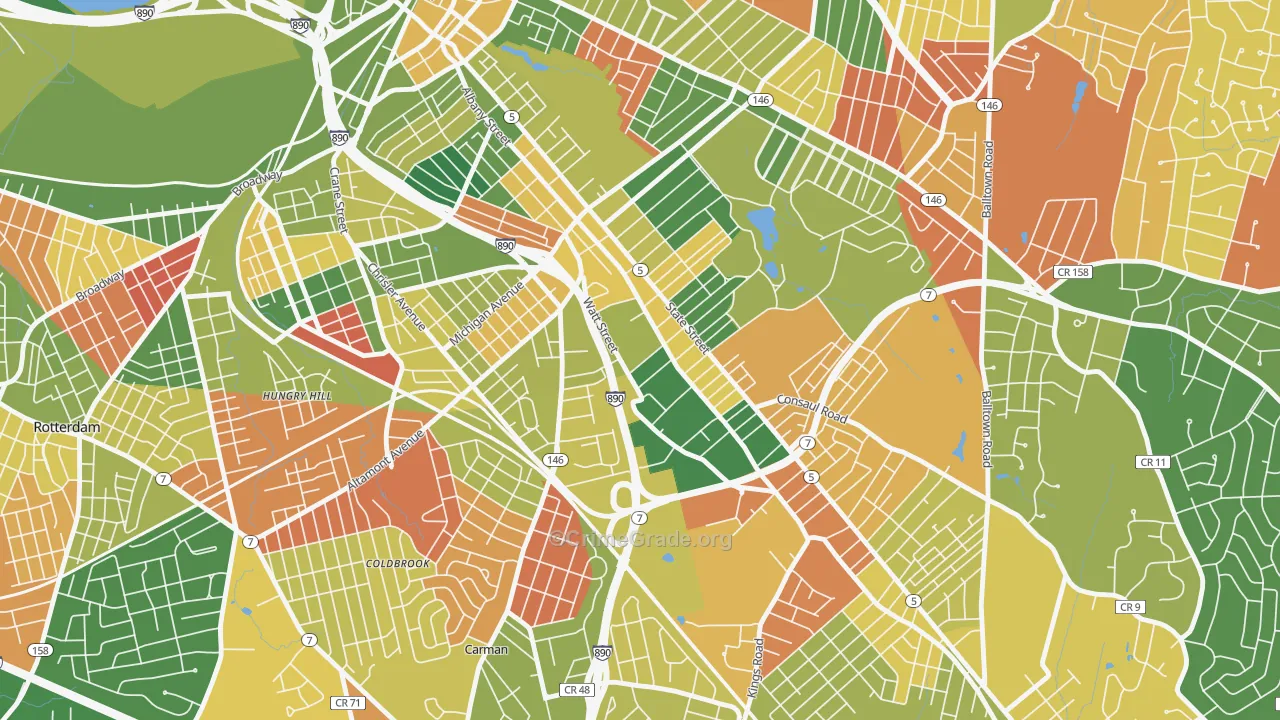 Central State, Schenectady, NY Map of Arson Rates