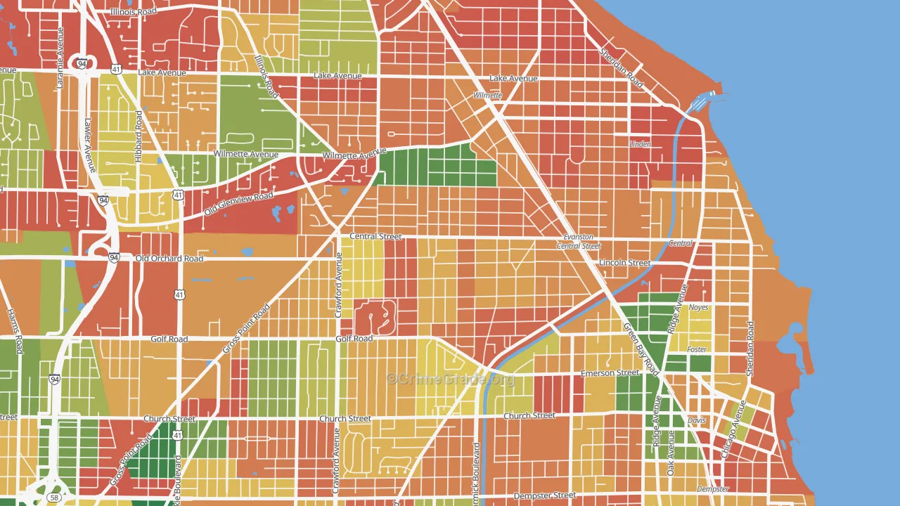 Central Street Merchant District, Evanston, IL Map of Arson Rates
