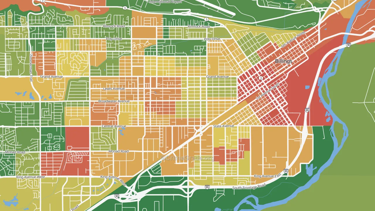 Central Terry, Billings, MT Map of Arson Rates