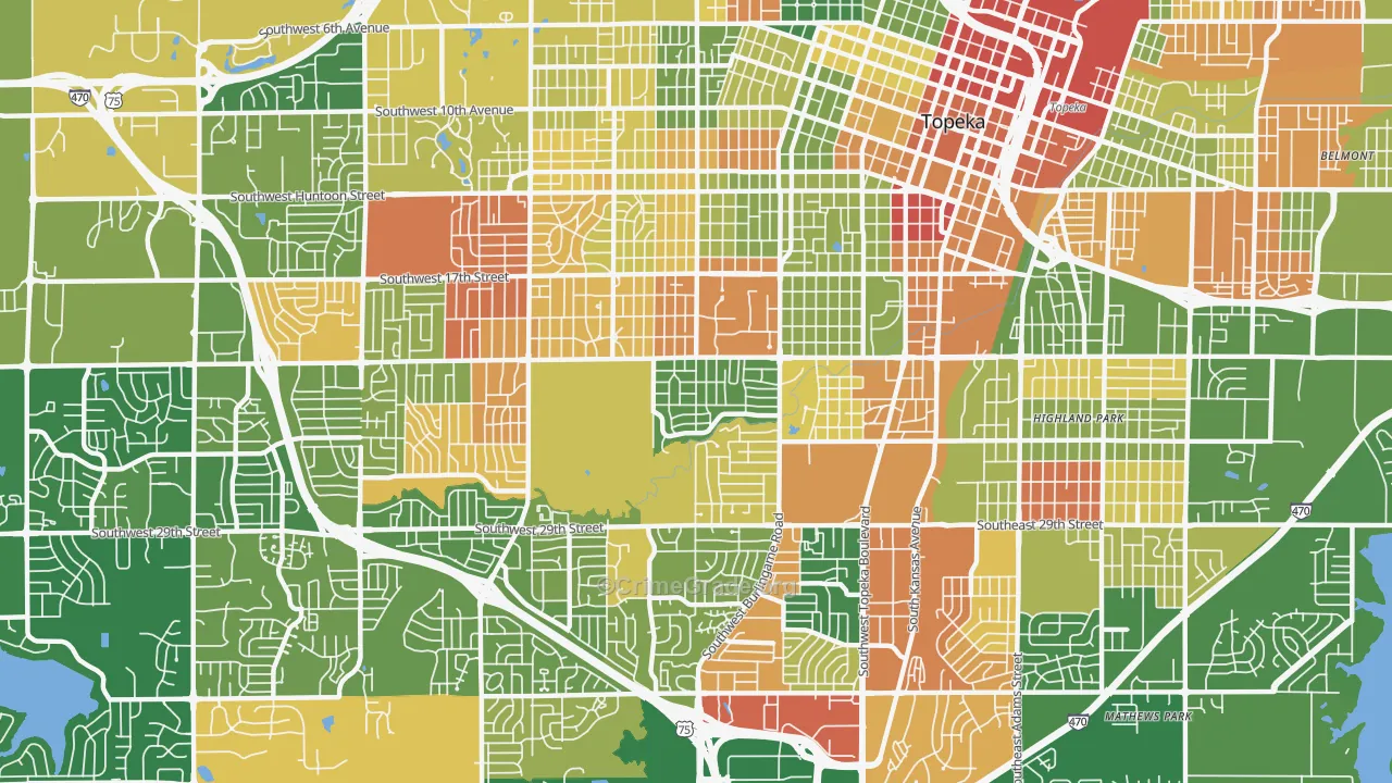 Central Topeka 2, Topeka, KS Map of Arson Rates