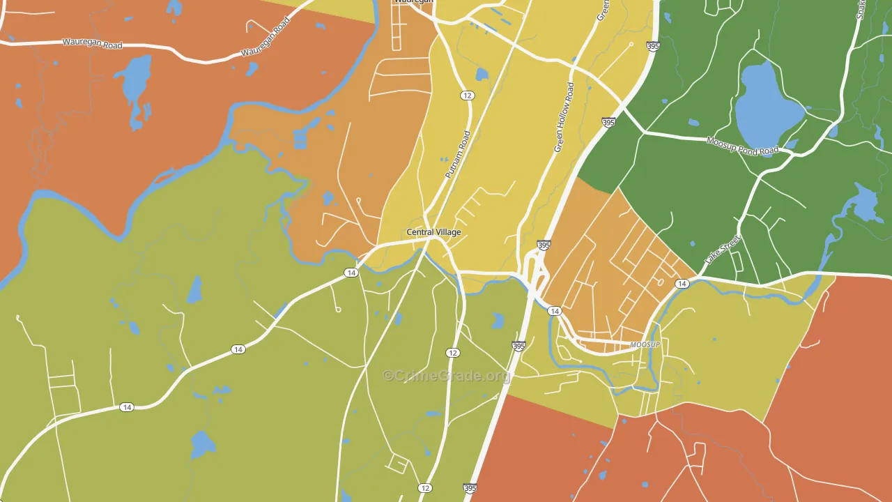 Central Village, CT Map of Arson Rates