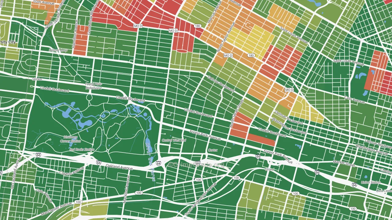 Central West End, St. Louis, MO Map of Arson Rates