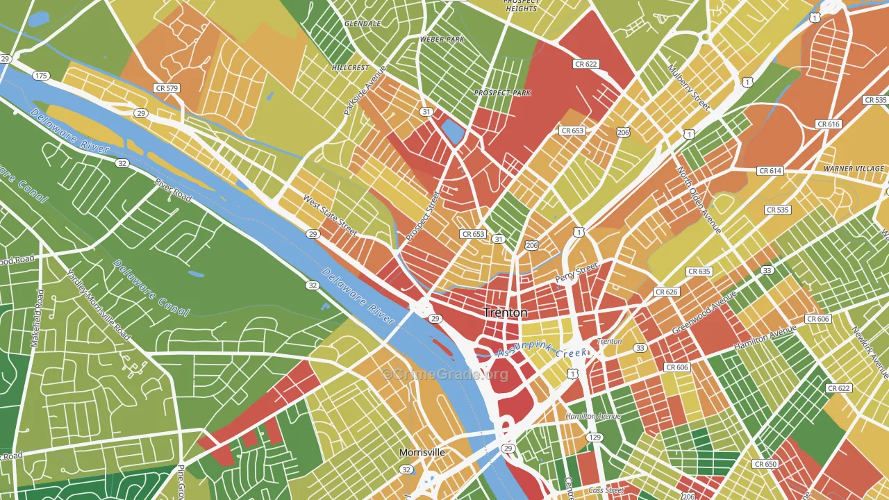 Central West, Trenton, NJ Map of Arson Rates