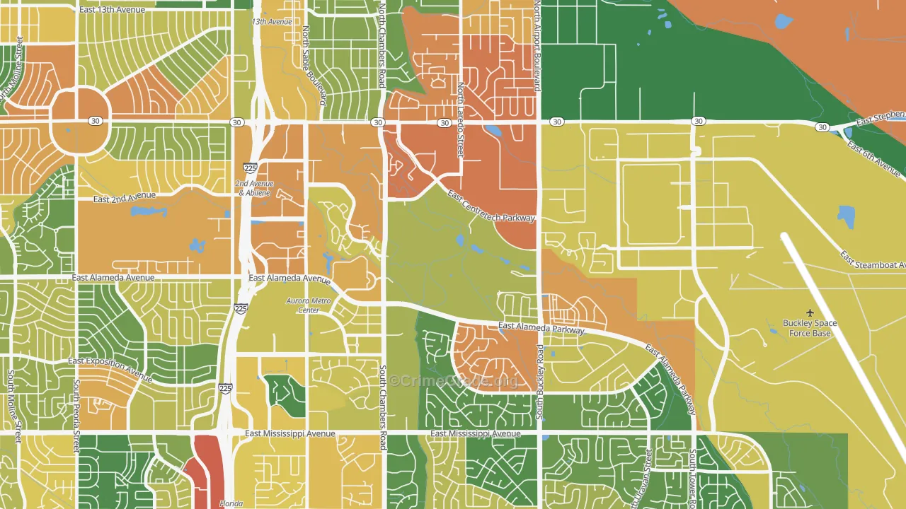 Centretech, Aurora, CO Map of Arson Rates