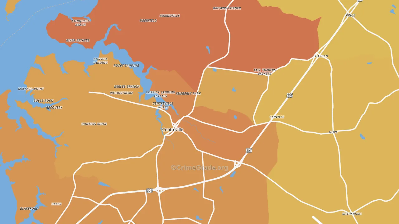 Centreville, MD Map of Arson Rates
