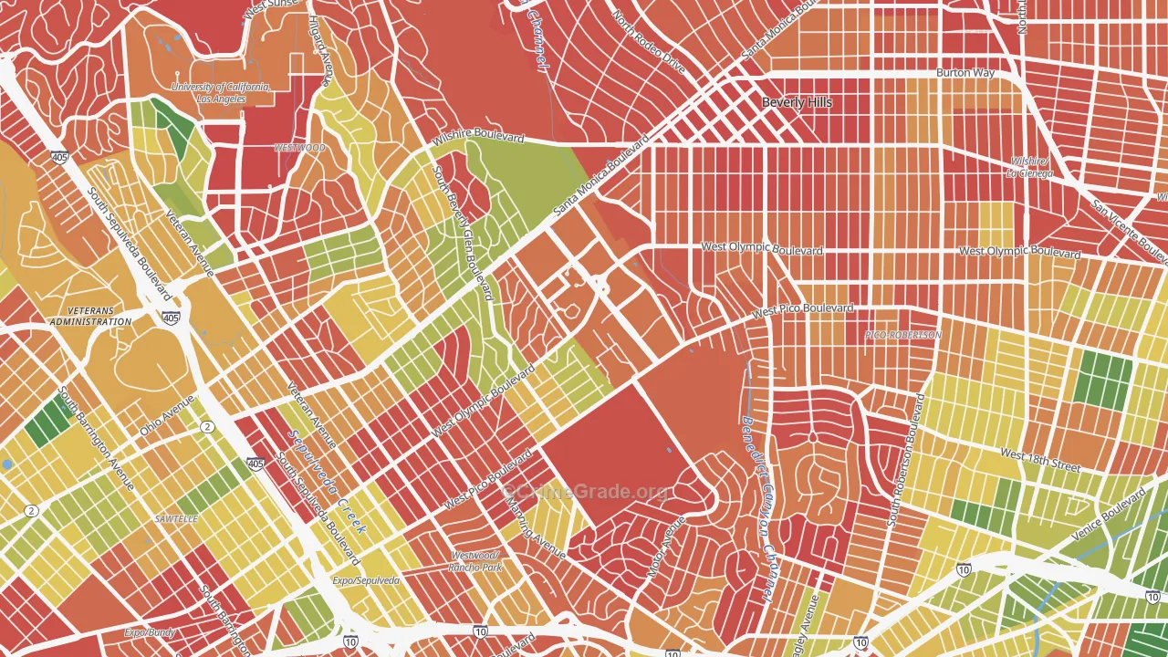 Century City, Los Angeles, CA Map of Arson Rates