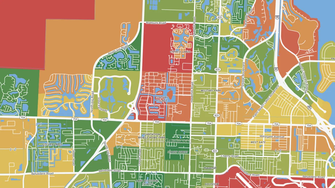 Century Village, West Palm Beach, FL Map of Arson Rates