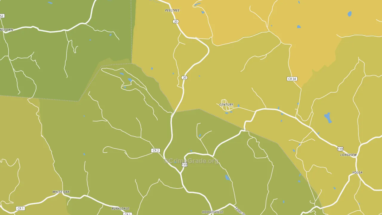 Century, WV Map of Arson Rates