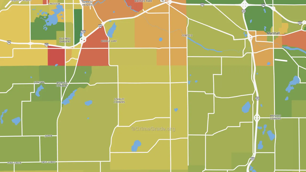 Ceresco, MI Map of Arson Rates