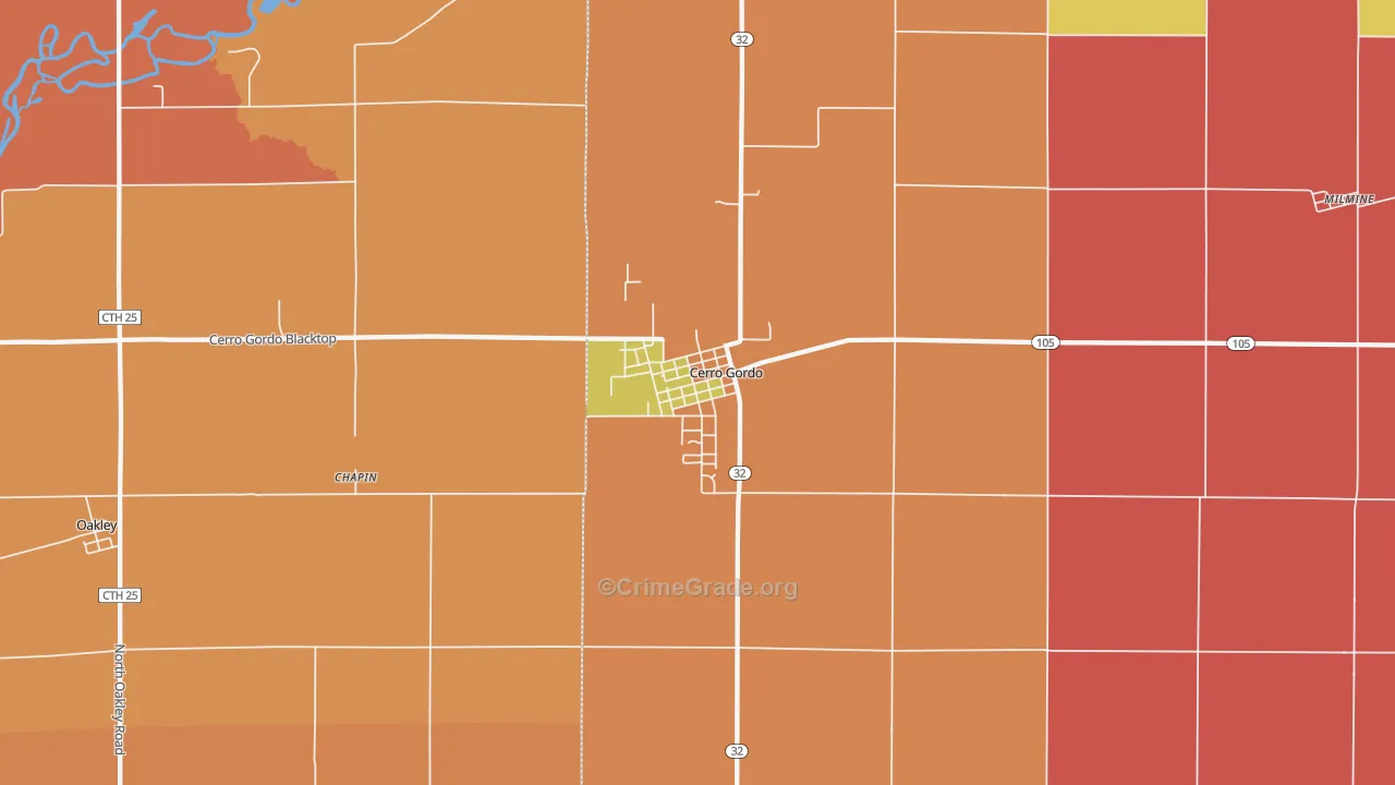 Cerro Gordo, IL Map of Arson Rates