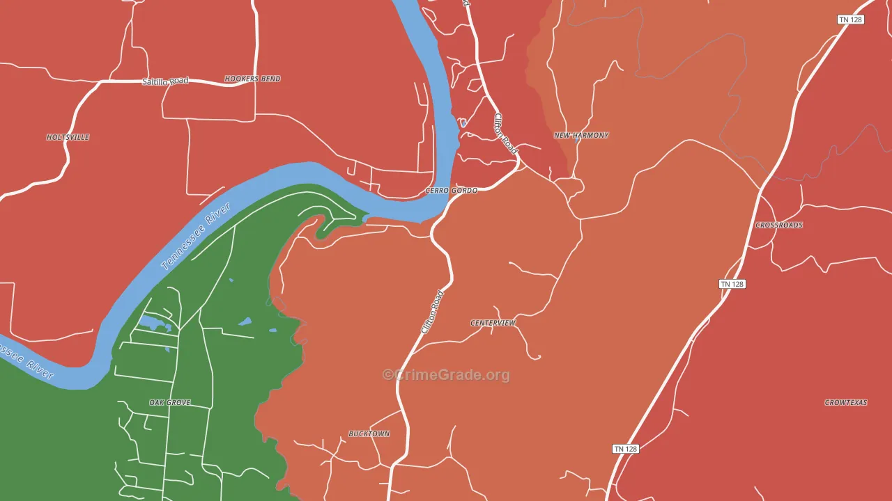 Cerro Gordo, TN Map of Arson Rates